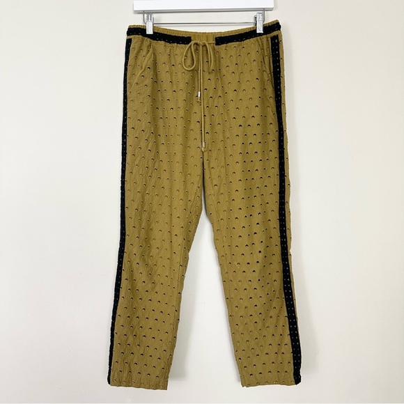 Anthropologie Olive Green Eyelet Jogger Drawstring Pant - Picture 1 of 11